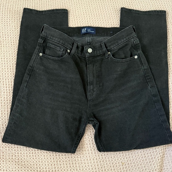 GAP High Rise Straight Jeans Washed Black Women’s 8/29 Short in Charcoal - Picture 3 of 13